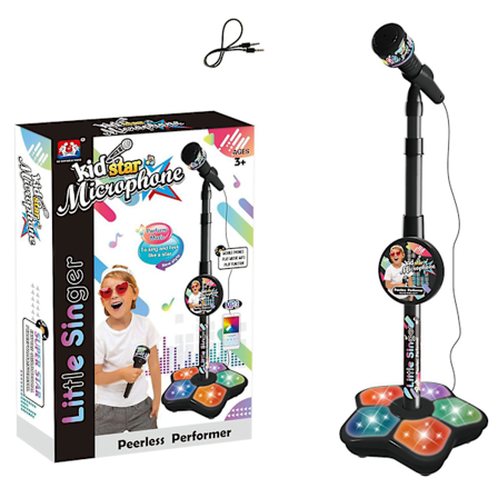 Elektrisk Mikrofon for Barn med Justerbar Stativ Karaoke Maskin Lys Jenter Gutter (FMY)