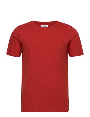 Mouliné O-Neck Tee S/S T-shirts Short-sleeved Röd Lindbergh