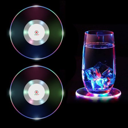 LED Coasters Sæt Med 2 Farverige Lysende Drikkeunderlag 3 Lystilstande Vandtæt Til Flasker Fester Barer Bryllupper Boligindretning