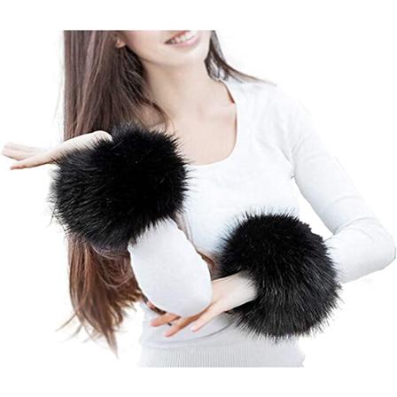 Mjuk och fluffig fuskpäls Armband Ring Manschetter varmare för kvinnor