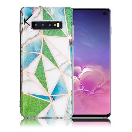 Marmormotiv Samsung Galaxy S10 skal - Blå/Gröna Former