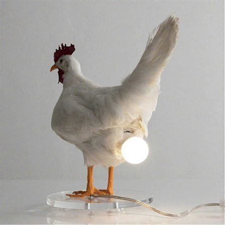 Qian Kyckling LED-lampe Egg Nattlampe Utstoppet Egg Skrivebordslampe [DB]