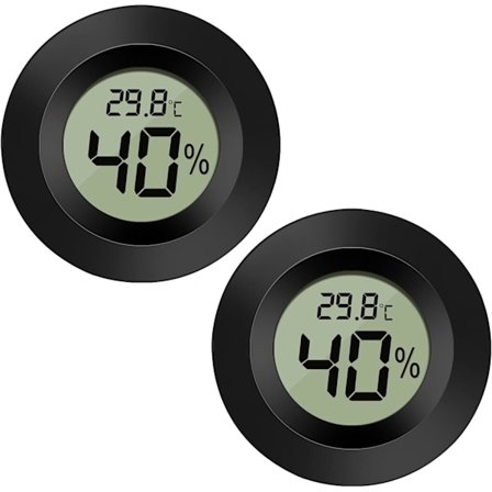 Sort rund, 2 stk digital LCD udendørs termometer hygrometer Hy