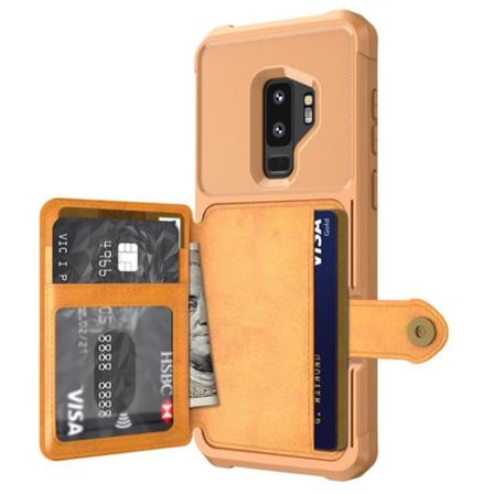 Samsung Galaxy S9+ - Smart Skyddande Skal med Kortfack Brun