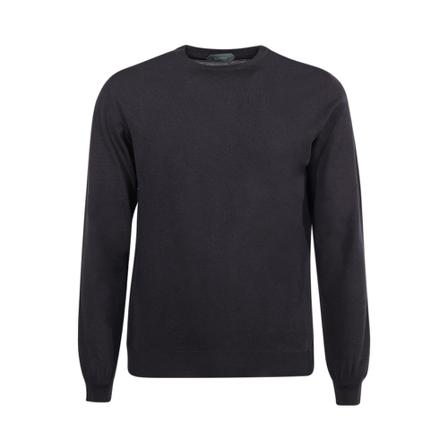 Zanone Round-neck Strik Blå, Herre Strik