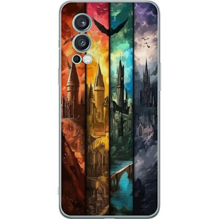Kompatibel Mobilcover til OnePlus OnePlus Nord 2 5G Fire magiske slotte i forskellige elementfarver, episk fantasykunst med ild vand luft og mørke i