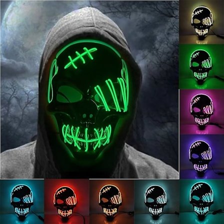 Halloween Lysende Maske LED Lysende Skjelett Piratmaske Halloween Maske for Festival Cosplay Halloween Rekvisitt Karneval Gaver