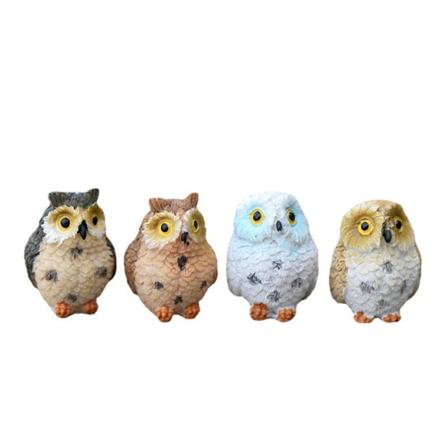 4 stk. Ugleharpiksfigurer Håndverk, Hageuglepotter Fehage Vasedekor