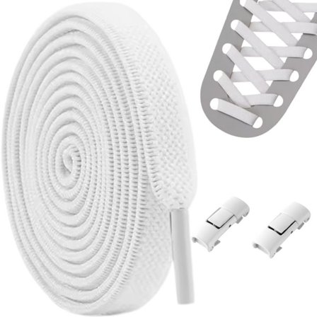 Sko-lisser uten knyting 100 cm - Komfortable og fleksible Hvit