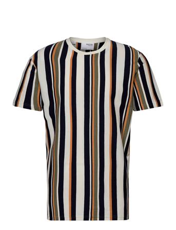 Slhmichael Stripe Ss O-Neck Tee W Ex T-shirt Sort Selected Homme