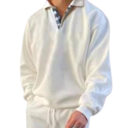 Herreoverdele Reverskrave Sweatshirt Casual Langærmet T-shirt White 3XL