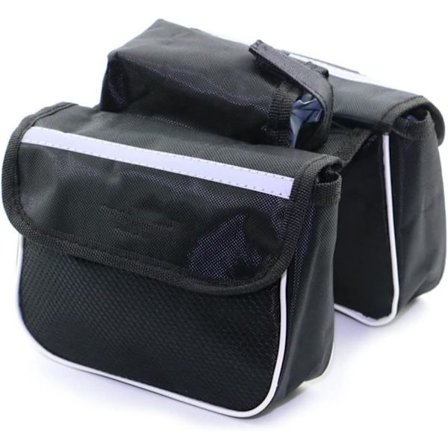 Ramme dobbelt toprør cykel bagagebærer taske vandtæt bagtaske mountainbike sadeltaske (sort)