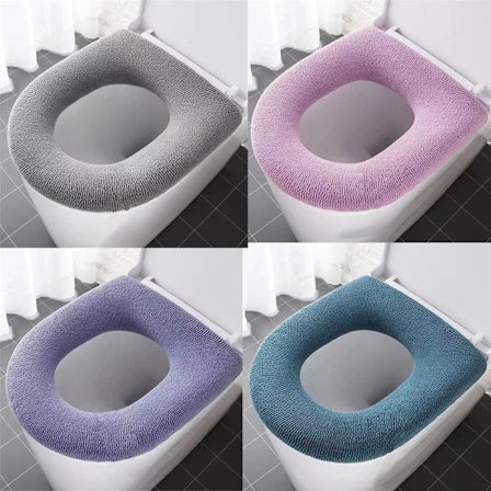 Toilet sædebetræk puder 4 pakke, badeværelse blød tykkere varmere vaskbar klud toilet sædebetræk puder, toilet sædebetræk pude genanvendelig