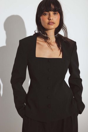 NA-KD Blazer ajusté à encolure carrée - Blazer ajusté - Noir - EU 32