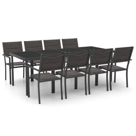 Vidaxl Matgrupp För Trädgården 9 Delar Stål Grå