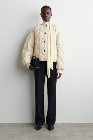 COS Women's Gathered Quilted Down Jacket in Beige