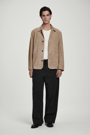 COS Men's Relaxed Suede Jacket in Beige