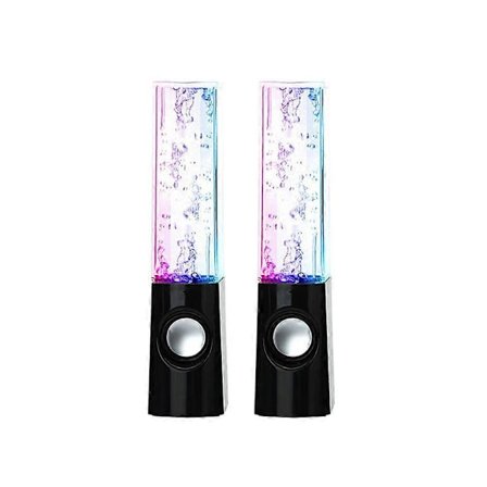 Ett par kablede fontenehøyttalere med fargerike LED-lys Bass Stereohøyttalere for PC Smartphone Laptop (Svart)