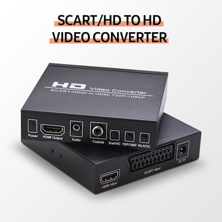 SCART/HD til HD Videokonverter Støtte 720P/1080P Bryter PAL/NTSC Bryter SCART HD Inngang HD 3.5mm Audio Koaksial Utgang EU Plugg