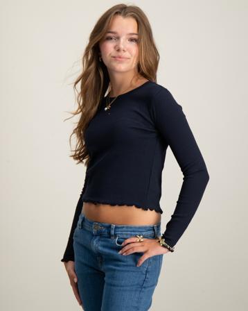 Tommy Hilfiger ESSENTIAL RIB TOP L/S Blau T-Shirts Mädchen - Kidsbrandstore