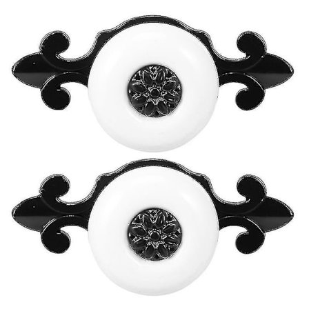 2 kpl seos Alloy kaapin vetokahva keraaminen laatikon nuppi huonekalujen kahva kädensija musta ja valkoinen