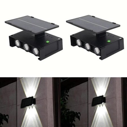 2-pak solcelle væglamper udendørs LED op/ned-lys, vandtæt vægbelysning til facade_OF