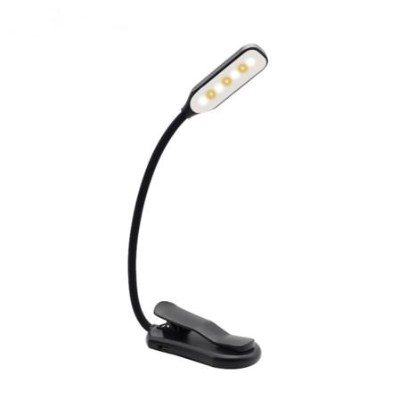 Läsljus Usb Uppladdningsbar 7 Led 3 Ljusstyrka Lägen Svart