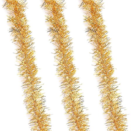Gylden Plastik Julegirlande - 45 m Lang, 15 mm Fin Glitrende Juletræsgirlande - Juletilbehør til at Dekorere Juletræet