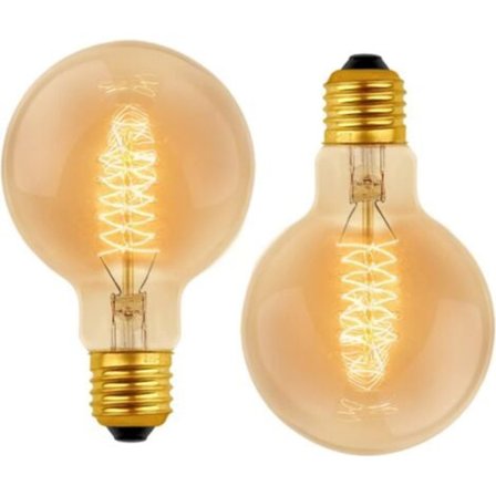 TS-Ampoule Vintage Globe G80 E27 Dæmpbar 60W Varm Hvid 2700K, 600lm, Dekorationspærer Retro E27 Spiral Wolfram Filament Lampe_MGF