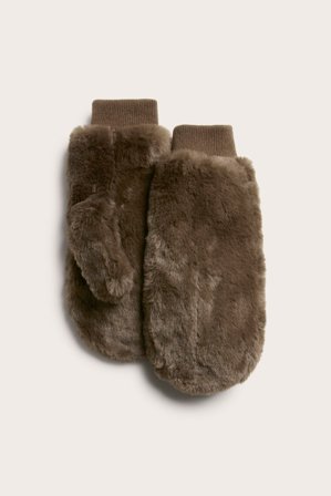 Kappahl | Rękawiczki jednopalczaste ze sztucznego futra | Brązowy