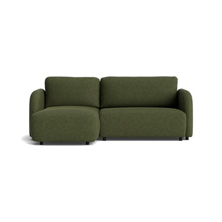 Arezzo Chaiselongue-Schlafsofa, links in Aragon Grün, modernes Design mit Schlaffunktion, hoher Sitzkomfort und weiche Polsterung, 90cm