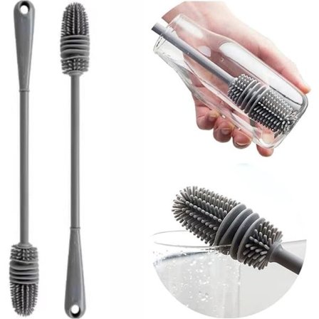 Lang glasbørste - Rengøringsbørste - Holdbar glasbørste - Grå