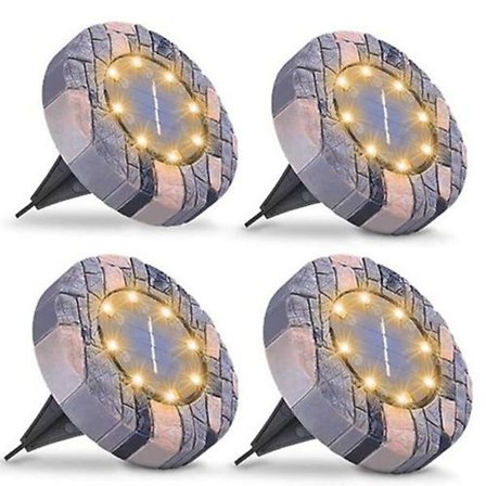 4-pak Solcelle Jordlamper Med 8 stk. Lyse Varmt Hvide LED, Udendørs Vandafvisende Dekorativ Belysning Til Din Have Sti Græsareal Gangsti Terrasse