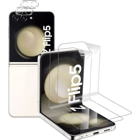 Skydd för skärm och kamera för Samsung Galaxy Z FLIP 5 [Pack 2] Motståndskraftig, rep-beständig, ultratunn Phonillico