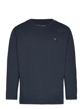 Regular Fit Badge Long Sleeved - Go Tops T-shirts Long-sleeved T-shirts Navy Knowledge Cotton Apparel