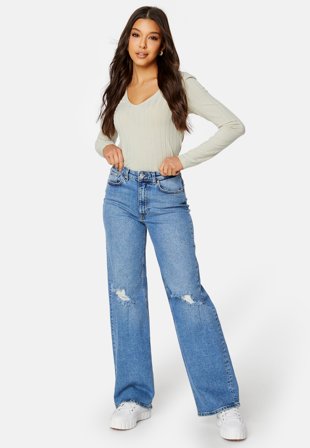 ONLY - Juicy HW Wide Leg Denim - Dark Medium Blue Den - Kläder - - Bubbleroom