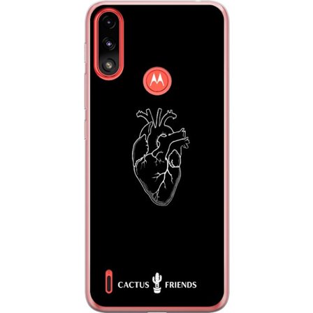 Kompatibelt Mobildeksel til Motorola Motorola Moto E7 Power Kaktus og Venner - Midnatt Anatomisk Hjerte
