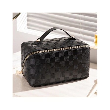 Rese Sminkväska Kosmetikväska för Kvinnor Vattentät Rutig Toalettväska