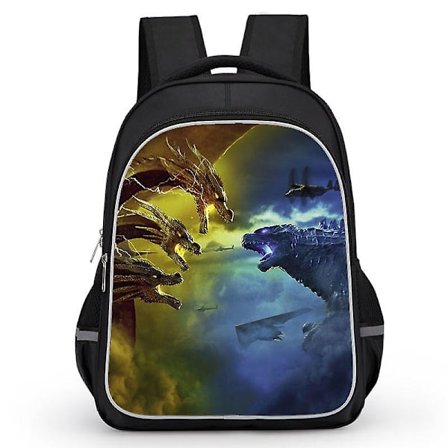 Godzilla Print School Bag Kids Waterproof Backpack #1 Y