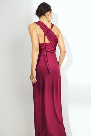 NA-KD Robe longue à dos ouvert - Robes de soirée - Bordeaux - XS