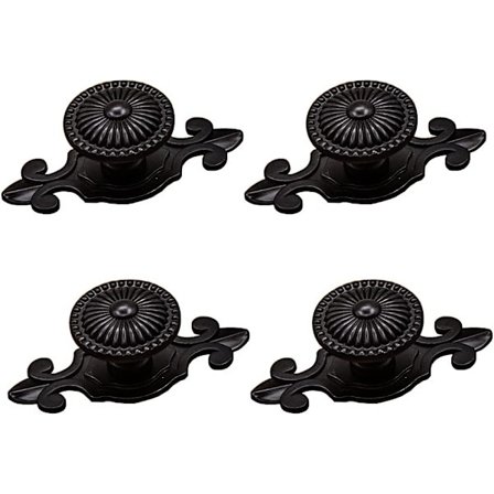 Skap Knotter Vintage Svart Pakke med 4 Møbelknotter Skaphåndtak Dørknotter Skap Knotter Møbelknotter Skuff Svarte Skap Knotter med Skruer