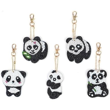 5 kappaletta DIY 5D Panda timanttimaalaus avaimenperät, strassi