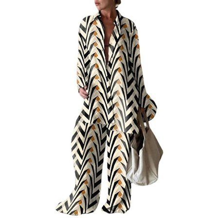 topp och byxor Långärmad skjorta och löst sittande byxor Yellow S