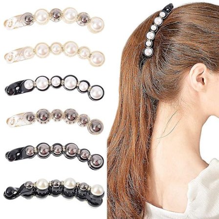 Perlehårklemmer, 6 stk., strass hårklemmer til tykt og tyndt hår, tilbehør til kvinder og piger (LGL)