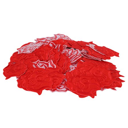 100 stk. broderi klæbemærker med rose mønster strygemærker DIY rygsæk tøj tilbehør