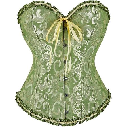 Szivyshi Dame Overbust Sweetheart Lace Up Plastic Bones Corsett Bustier Top -ge Green S