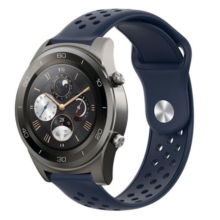 22 mm Huawei Watch 2 Pro klockarmband i silikon - Svart Blå