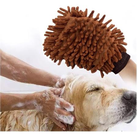 1 x Chenille mikrofiber til små, mellemstore og store hunde, ideel til badning og pleje - 22 x 15 cm, attraktiv, holdbar, superabsorberende og vask