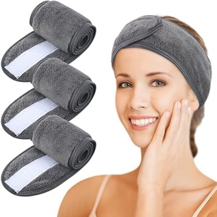 Pakke med 3, Mikrofiber Hårbånd til Kvinder, Makeup, Spa, Vaskbart Hårbånd til Ansigtspleje, Justerbar Bånd Wrap med Magisk Tape til Badning, Makeup 