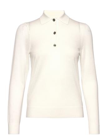 Merino Ls Polo Butn Swtr T-shirts & Tops Polos Valkoinen Michael Kors